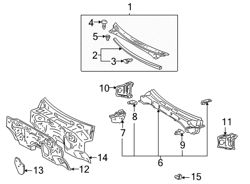 2005 Toyota Sequoia Cowl Dash Panel Diagram for 55101-0C929