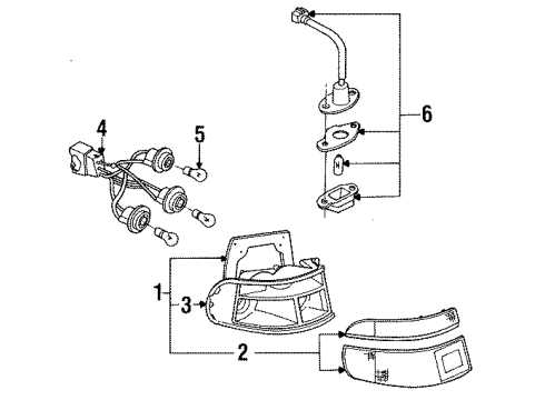 1994 Ford Escort Tail Lamps, License Lamps Tail Lamp Assembly Diagram for F3CZ13405D