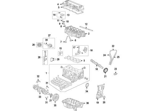 2009 Honda Fit Engine Parts, Mounts, Cylinder Head & Valves, Camshaft & Timing, Oil Pan, Oil Pump, Crankshaft & Bearings, Pistons, Rings & Bearings, Variable Valve Timing Pan Assembly, Oil Diagram for 11200-RB0-900