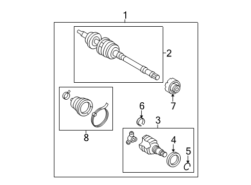 2008 Toyota Yaris Drive Axles - Front Axle Assembly Diagram for 43410-52211