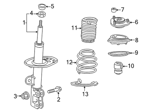 2022 Toyota Corolla Cross Struts & Components - Front Strut Diagram for 48520-8Z351