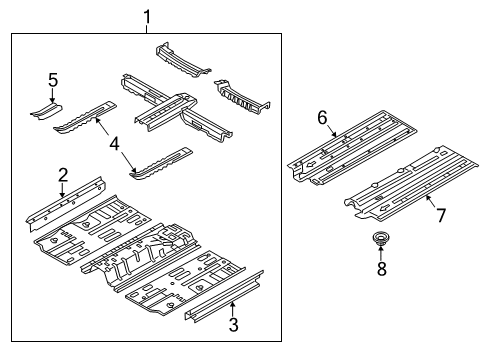 2016 Kia Forte Floor & Rails, Exterior Trim Panel Assembly-Floor, Center Diagram for 65100A7100