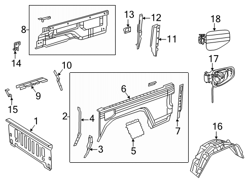2020 Jeep Gladiator Front & Side Panels Push Pin Diagram for 6505411AA