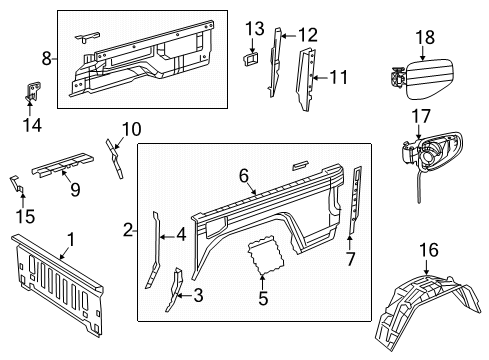 2020 Jeep Gladiator Front & Side Panels Adapter-Fuel Filler Diagram for 68335745AB