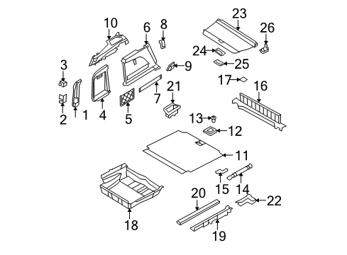 2008 BMW X5 Interior Trim - Rear Body Lashing Rail, Left Diagram for 51477146025