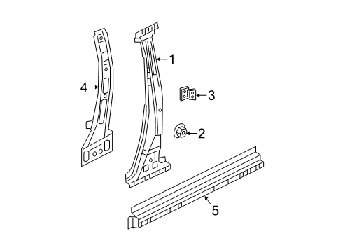 2019 Infiniti QX50 Center Pillar & Rocker Brace Assy-Center Pillar Hinge, RH Diagram for G6570-5NAMA