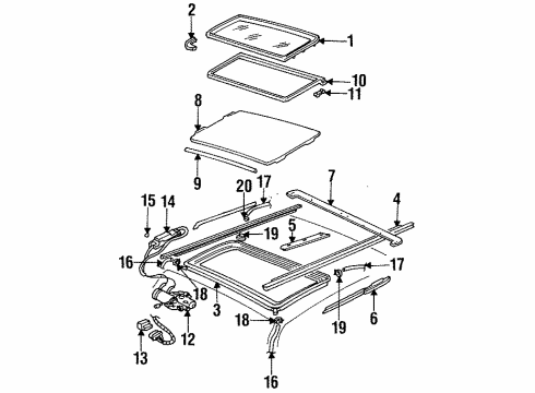 1996 Cadillac DeVille Sunroof Weatherstrip Diagram for 12536417