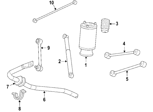 2006 Saab 9-7x Rear Axle, Lower Control Arm, Upper Control Arm, Ride Control, Stabilizer Bar, Suspension Components Stabilizer Link Diagram for 88965470