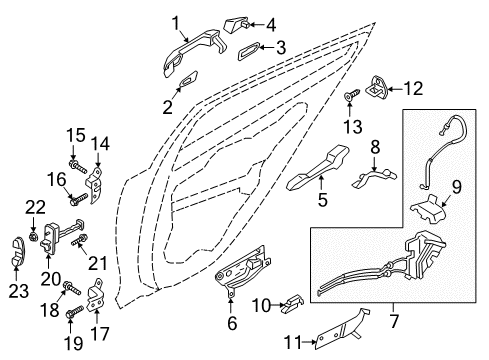 2018 Kia Stinger Rear Door - Lock & Hardware Rear Door Latch Assembly Diagram for 81410J5000