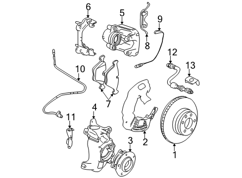 2003 BMW M5 Anti-Lock Brakes Brake Disc, Ventilated, Left Diagram for 34112229527