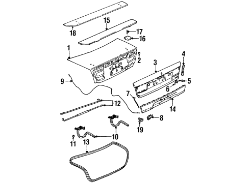 2001 Saturn SL2 Trunk Hinge Asm, Rear Compartment Lid Diagram for 21170009