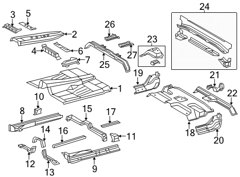 2014 Toyota Tundra Cab - Floor Rear Floor Pan Diagram for 58311-0C100