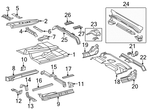 2014 Toyota Tundra Cab - Floor Rear Crossmember Diagram for 57606-0C040