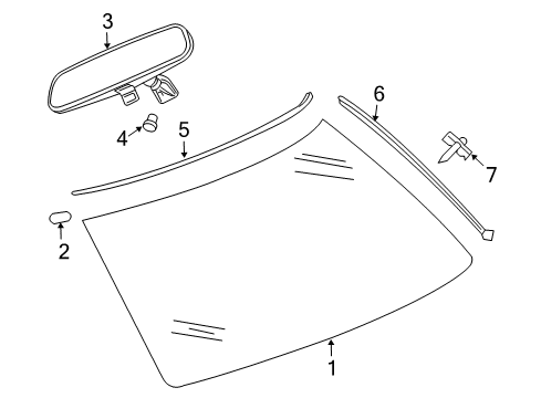 2006 Chrysler 300 Windshield Glass, Reveal Moldings Molding-A Pillar Diagram for 4805888AD