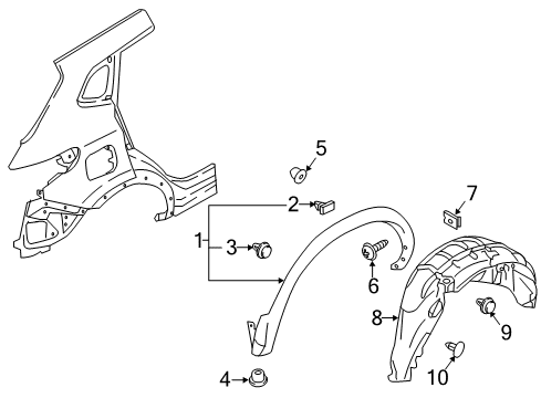 2022 Nissan Rogue Sport Exterior Trim - Quarter Panel Protector-Rear Wheel House, RH Diagram for 76748-6MA0A