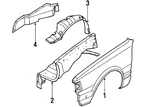 1984 Nissan 720 Fender & Components HOODLEDGE-LH Diagram for 64101-10W00