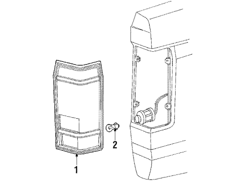 1992 Ford Ranger License Lamps Tail Lamp Assembly Diagram for F1TZ13404C