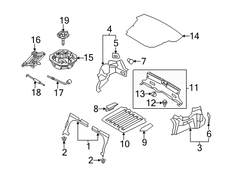 2014 Hyundai Sonata Trunk Trim Clamp-Spare Tire Diagram for 6285028510