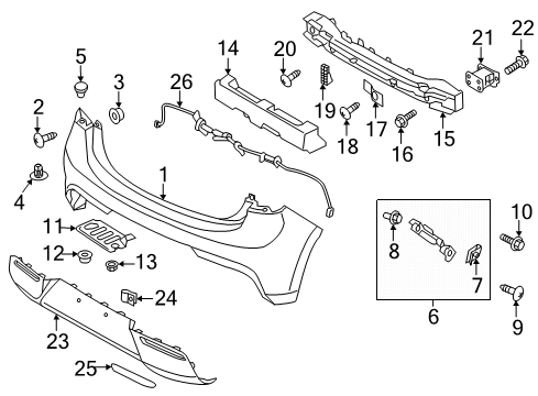 2022 Kia Rio Bumper & Components - Rear Rear Bumper Upper Cover Diagram for 86610H9100