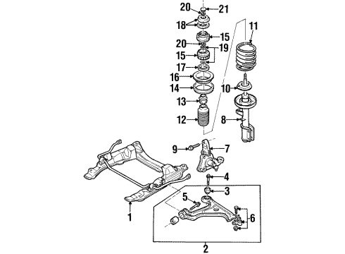 2001 Cadillac Catera Front Suspension Components, Lower Control Arm, Stabilizer Bar Front Suspension Strut (W/Mounting Parts) Diagram for 9192292