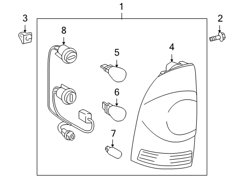 2010 Toyota Tacoma Bulbs Tail Lamp Assembly Diagram for 81550-04160