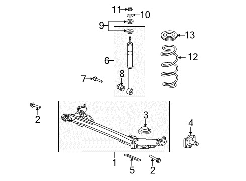2008 Honda Fit Rear Suspension Bracket, R. Support Trailing Arm Diagram for 52450-SAA-G00