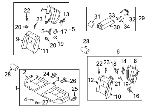 2003 Infiniti G35 Rear Seat Components Hook-Cushion, Rear Seat Diagram for 88304-0M001