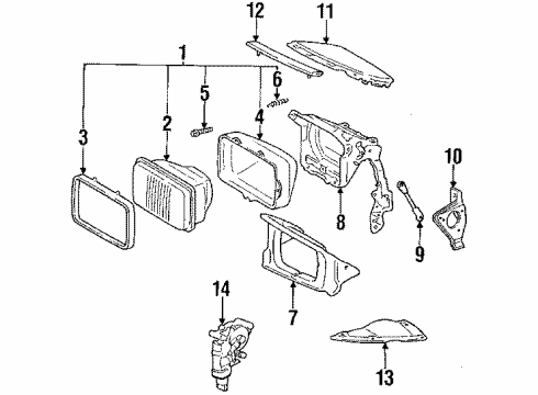 1993 Toyota Celica Headlamps Adjust Screw Retainer Spring Diagram for 81121-17010