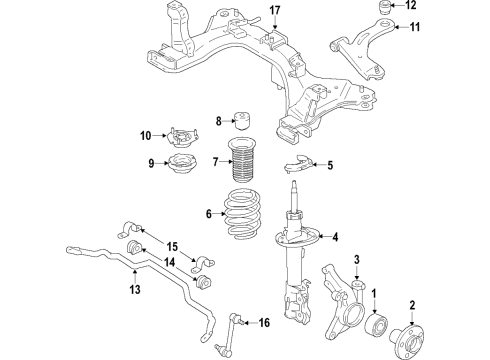 2019 Ford EcoSport Front Suspension Components, Lower Control Arm, Stabilizer Bar Bushings Diagram for GN1Z-5484-B