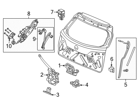 2013 Acura RDX Lift Gate Buzzer Assembly, Power Tailgate Diagram for 74940-TX4-A01