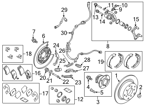 2012 Mitsubishi Outlander Sport Brake Components Spring-Brake Shoe Return Diagram for MB857298