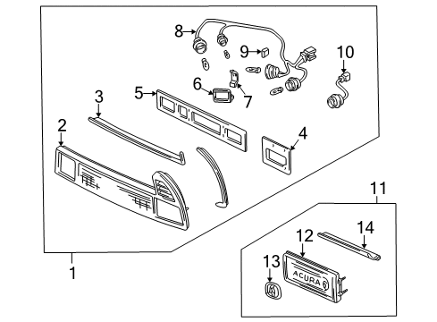 2000 Acura NSX Rear Lamps - Combination Lamps Taillight Assembly, Passenger Side Diagram for 33500-SL0-A03