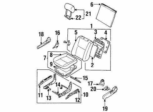 1997 Nissan Maxima Front Seat Components Cushion Assy-Front Seat Diagram for 87350-0L800