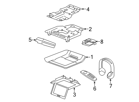 2007 GMC Yukon XL 1500 Entertainment System Components Mount Bracket Diagram for 15891469