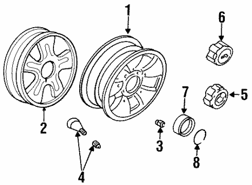 1996 Kia Sportage Wheels, Covers & Trim Front Center Cap Diagram for 0K01D37181B