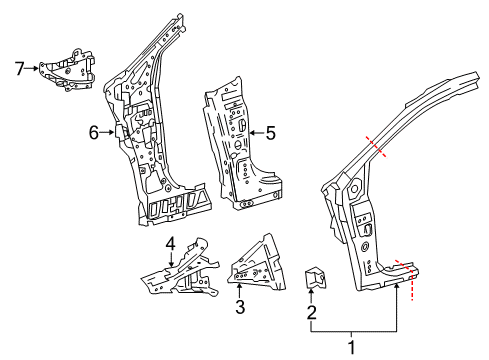 2019 Toyota Prius AWD-e Hinge Pillar Upper Reinforcement Diagram for 61015-47010