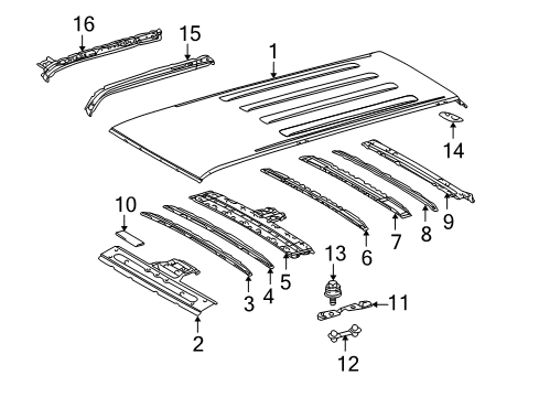 2010 Toyota 4Runner Roof & Components Inner Rail Diagram for 61204-35010