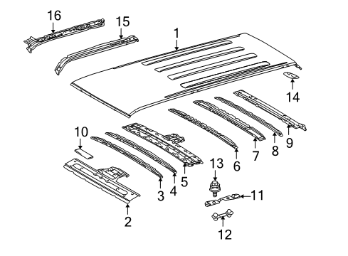 2010 Toyota 4Runner Roof & Components Reinforcement Diagram for 63126-35040