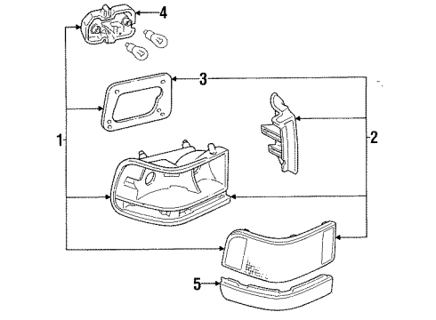 1994 Mercury Tracer Tail Lamps Tail Lamp Assembly Diagram for F4KY13405A