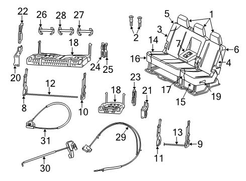 2010 Dodge Ram 2500 Rear Seat Components Rear Seat Cushion Cover Left Diagram for 1RH40DK2AA