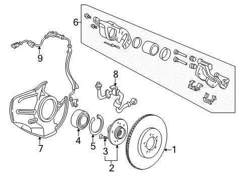 1996 Acura RL Front Brakes Hose Set, Right Front Brake Diagram for 01464-SZ3-000