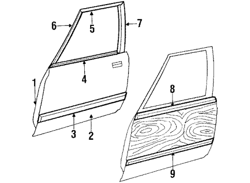 1984 Dodge Aries Door & Components Rectangular Remote Control Mirror Package Diagram for 4318438