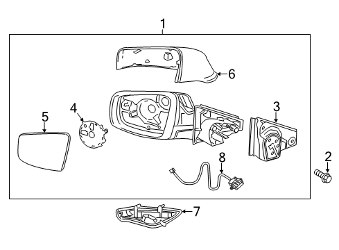 2013 Buick LaCrosse Outside Mirrors Mirror Assembly Diagram for 22857576