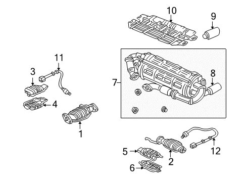 1999 Acura NSX Exhaust Components Rear Catalytic Converter (Ahe9F0) Diagram for 18190-PBY-A00