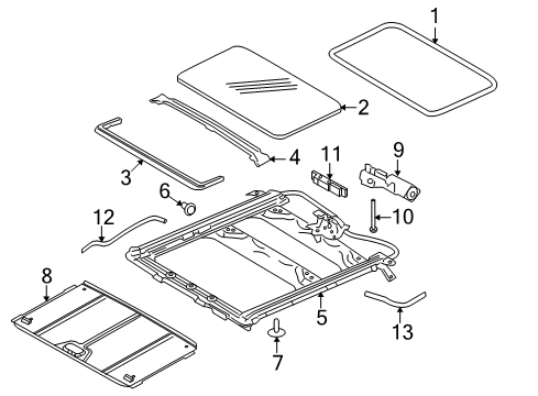 2005 Mercury Grand Marquis Sunroof Rail & Guide Assembly Diagram for F8VY-54502C06-AA