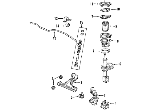 1997 Chevrolet Malibu Front Suspension Components, Lower Control Arm, Stabilizer Bar Stabilizer Link Diagram for 22710259