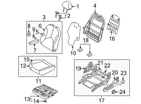 2009 Hyundai Accent Front Seat Components Cap-Front Seat Armrest Diagram for 88930-1E000-OR