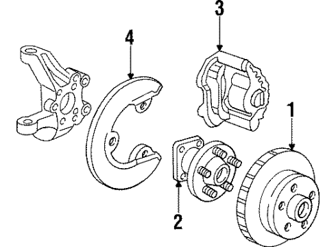 1990 Chevrolet Corvette Front Brakes Air Conditioner Wheel Hub Diagram for 12413041