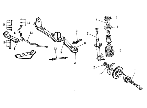 1990 Nissan 240SX Front Suspension Components, Lower Control Arm, Stabilizer Bar Stabilizer-Front Diagram for 54611-38F00