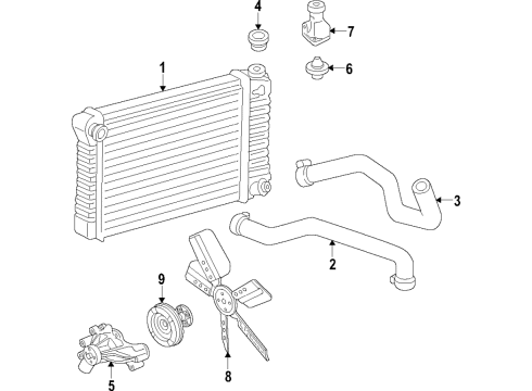 2002 Chevrolet Express 3500 Cooling System, Radiator, Water Pump, Cooling Fan Upper Hose Diagram for 15072926